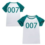 Squid Games Women's Casual Digital Print Crew Neck Raglan Short Sleeve Top T-Shirt,Cyan M